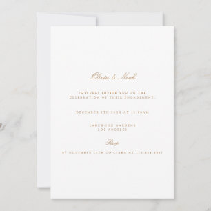 Elegant Script Gold & White Engagement Invitation