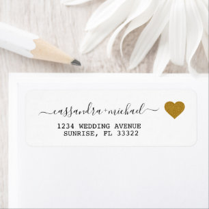 Elegant Script Gold white return address Return Address Label