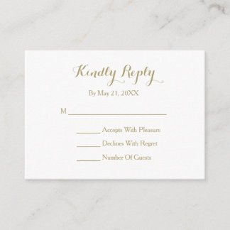 Elegant Script Gold White RSVP Card
