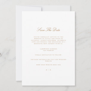 Elegant Script Gold & White Save The Date Card
