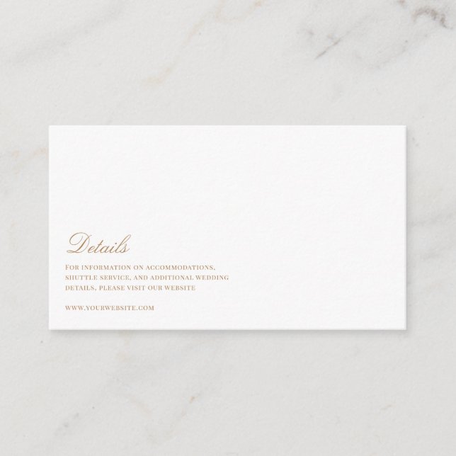 Elegant Script Gold & White Wedding Details  Enclosure Card (Front)