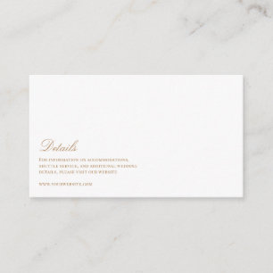 Elegant Script Gold & White Wedding Details Enclosure Card