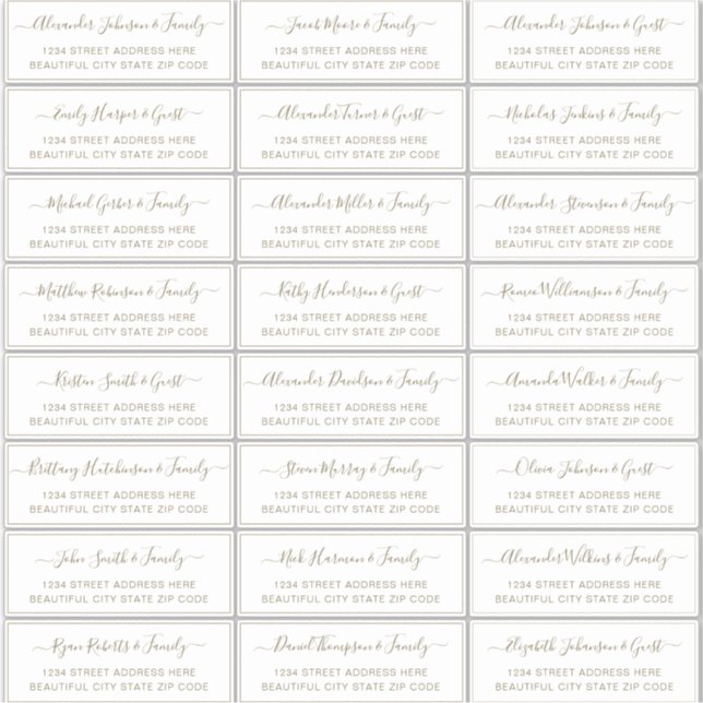 Elegant Script Gold White Wedding Guest Address  (Front)