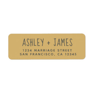 Elegant Script Gold Yellow Wedding Return Address Label