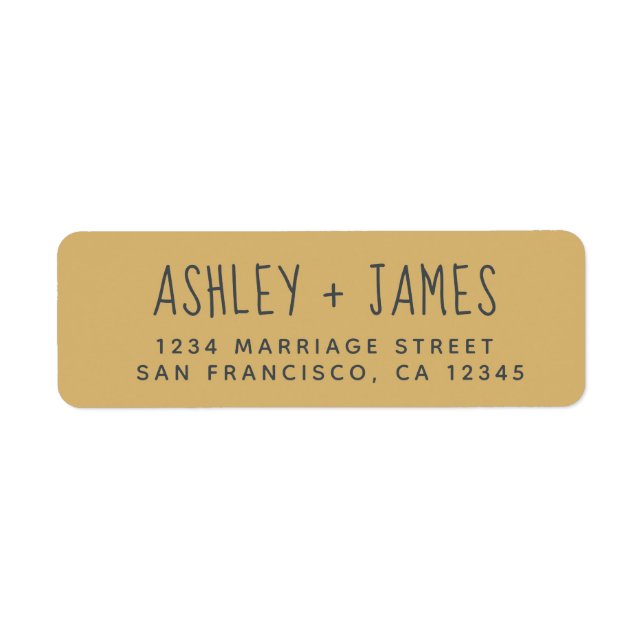 Elegant Script Gold Yellow Wedding Return Address Label (Front)