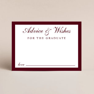 Elegant Script Grad Advice Burgundy Graduation Enclosure Card