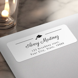 Elegant Script Grad cap return Address  Label