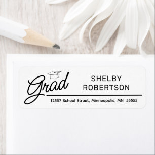 Elegant Script Grad Graduate Return Address Return Address Label