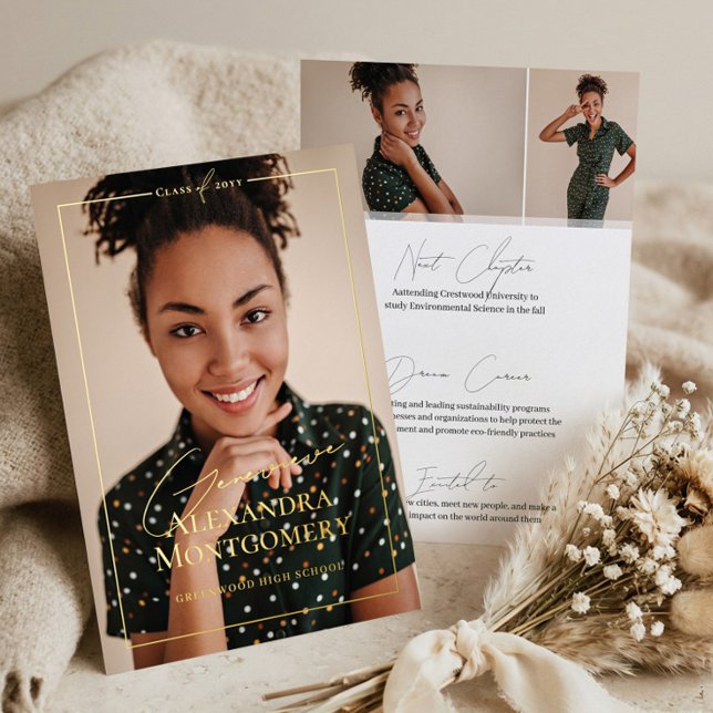 Elegant Script Grad Photo Graduation Announcement (Elegant Script Grad Photo Graduation Announcement)