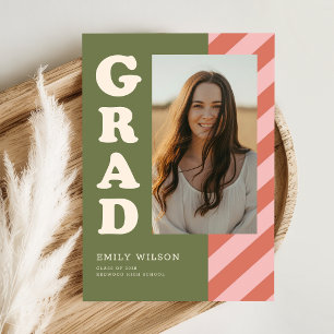 Elegant Script Grad Photo Graduation Announcement Postcard