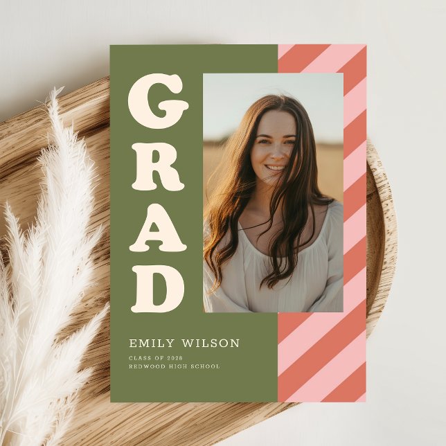 Elegant Script Grad Photo Graduation Announcement Postcard (Creator Uploaded)