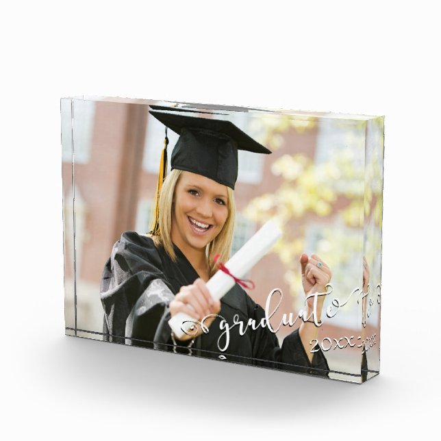 Elegant Script Graduate 20xx Horizontal Photo Block (Right)