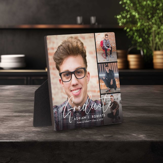 Elegant Script Graduate 4 Photograph Keepsake Plaque (Creator Uploaded)