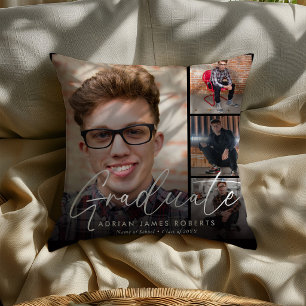 Elegant Script Graduate 5 Photograph Keepsake Cushion