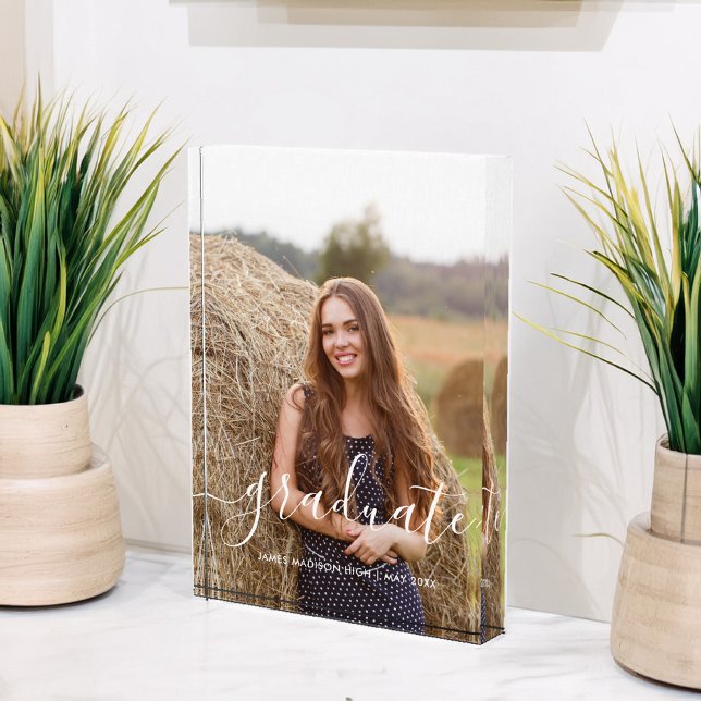 Elegant Script "Graduate" Custom Photo Block (Creator Uploaded)