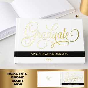 Elegant Script Graduate Luxurious Real Guest Book