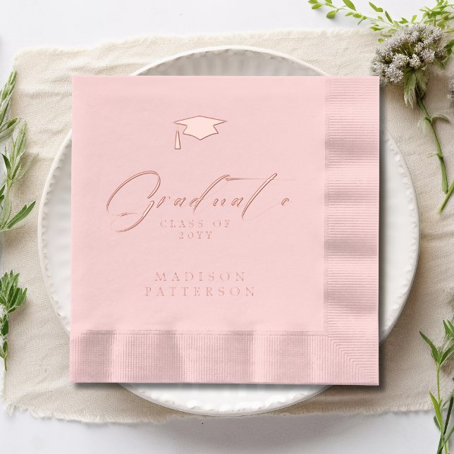 Elegant Script Graduate Personalised Graduation Foil Napkins (Creator Uploaded)