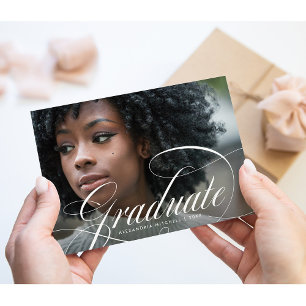 Elegant Script Graduate   Photo Grad Party Invitation