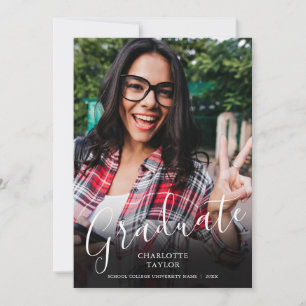 Elegant Script Graduate Photo Graduation Announce Announcement