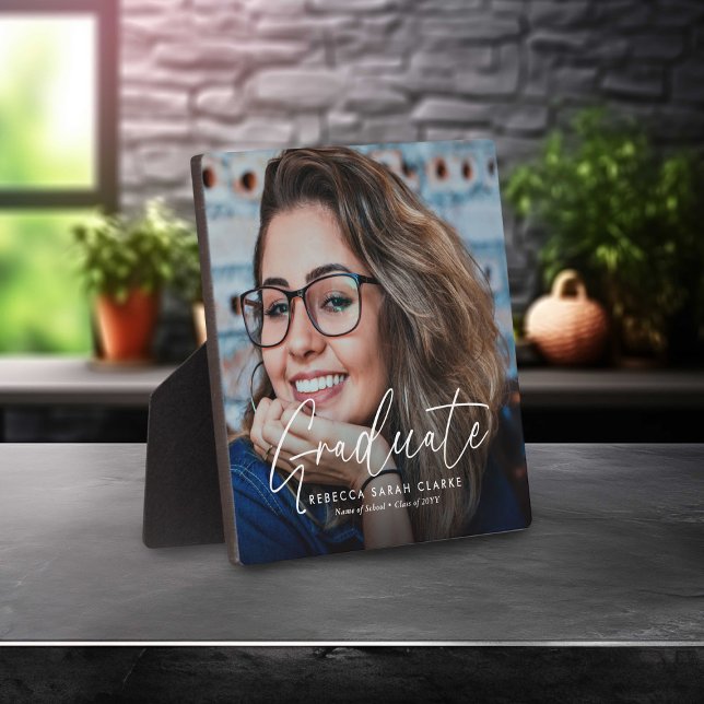 Elegant Script Graduate Photograph Keepsake  Plaque (Creator Uploaded)