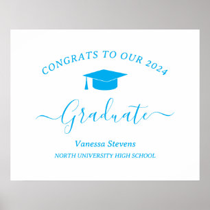 Elegant Script Graduation Congrats Modern White Poster