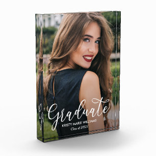 Elegant Script Graduation Modern Photo Block