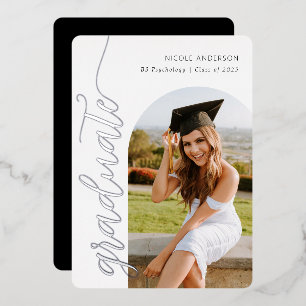 Elegant Script Graduation Party Arch Photo Silver