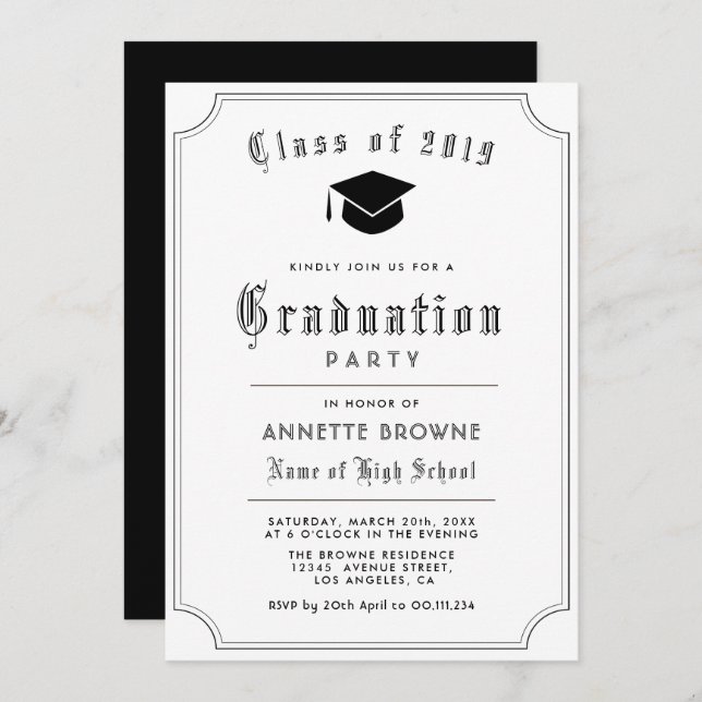 elegant script graduation party invitation (Front/Back)