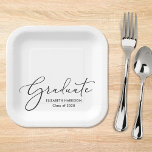 Elegant Script Graduation Party Paper Plate<br><div class="desc">Elegant graduation party paper plates featuring "Graduate" in a chic script and the grad's name and class year in simple modern typography.</div>