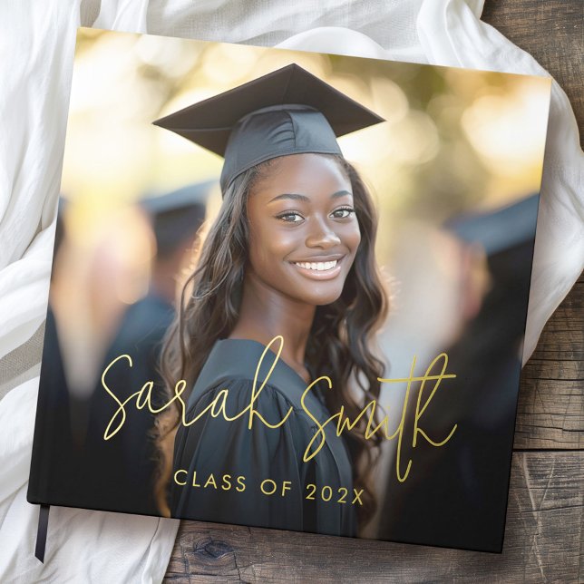 Elegant script graduation photo graduate name guest book (Elegant script graduation photo graduate name guest book)