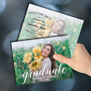 Elegant Script Graduation SAVE THE DATE Postcard