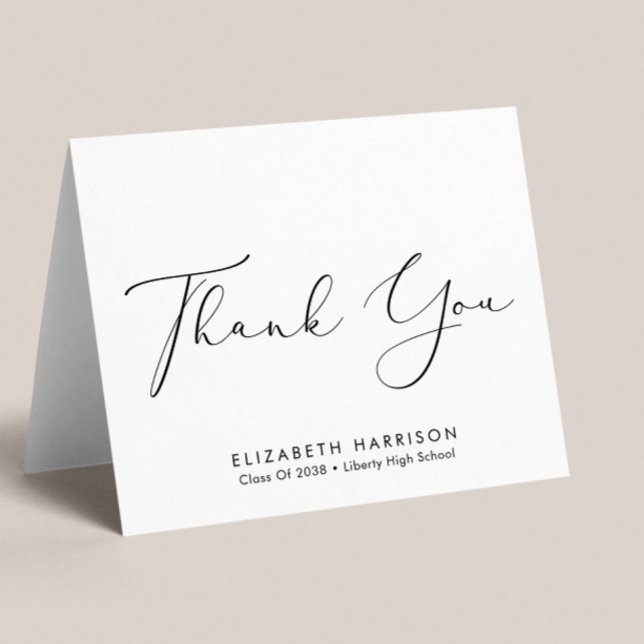 Elegant Script Graduation Thank You Card (Creator Uploaded)