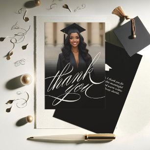 Elegant Script Graduation Thank You Photo Card