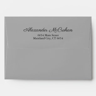 Elegant Script Gray Return Address Mailing Envelope