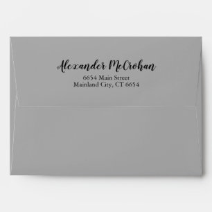 Elegant Script Gray Return Address Mailing Envelope