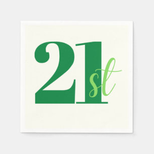 Elegant Script Green 21st Birthday Napkin