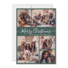 Elegant Script Green 5 Photo Collage Christmas