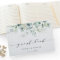 Elegant Script Green Foliage Wedding Guest Book