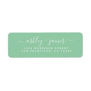 Elegant Script Green Wedding Return Address Label
