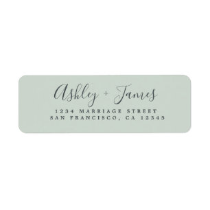 Elegant Script Green Wedding Return Address Label