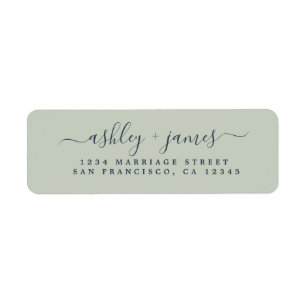 Elegant Script Green Wedding Return Address Return Address Label
