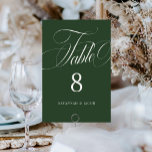 Elegant Script Green Wedding  Table Number<br><div class="desc">Elegant Script Green Wedding Table Number features a large,  bold script and elegant styling.</div>