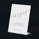 Elegant Script Grey Grazing Table Wedding   Pedestal Sign<br><div class="desc">Elegant Script Grey Grazing Table Charcuterie Board Wedding Pedestal Sign. Grazing tables are the new food trend for weddings, house warming parties, family gatherings and bridal showers! Load a table with cheese, fruits and other goodies and let your guests enjoy the selection. This Grazing Table sign can be customised to...</div>