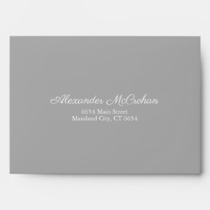 Elegant Script Grey Return Address Mailing Envelope