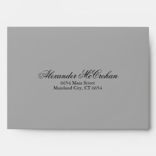 Elegant Script Grey Return Address Mailing Envelope
