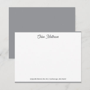 Elegant Script Grey Stationery Border Card