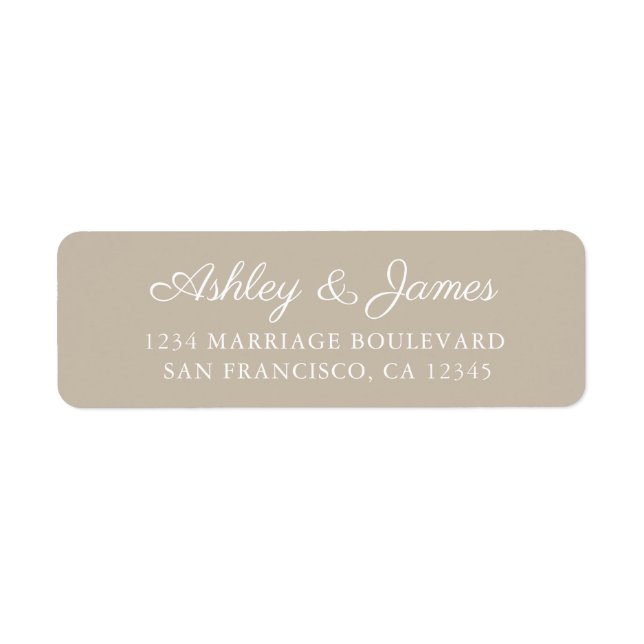 Elegant Script Grey Wedding Return Address Label (Front)