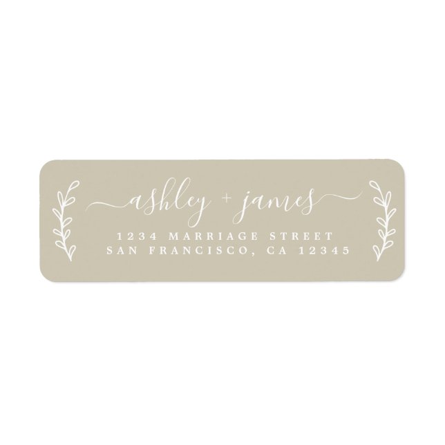 Elegant Script Grey Wedding Return Address Label (Front)