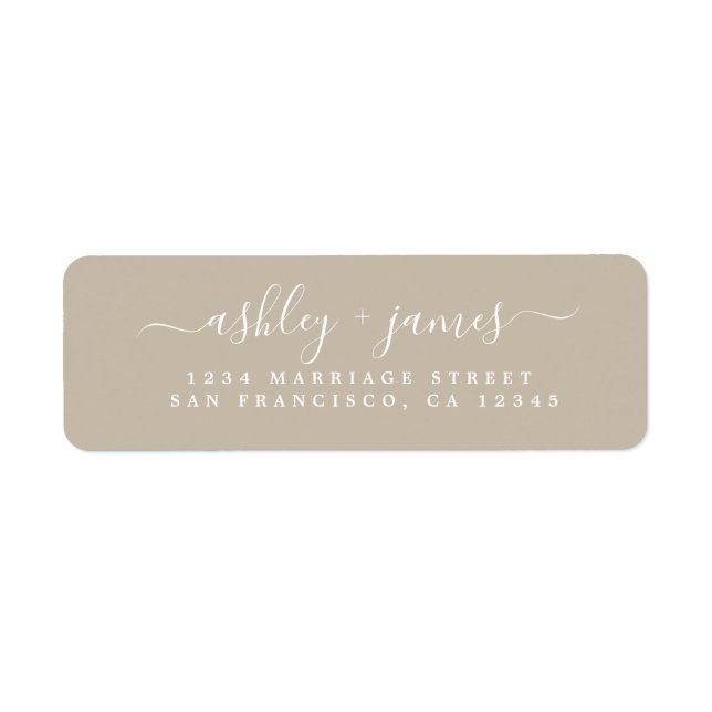 Elegant Script Grey Wedding Return Address Label (Front)