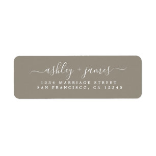 Elegant Script Grey Wedding Return Address Label